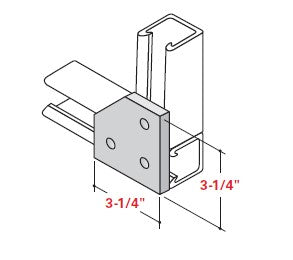 Champion Strut Channel Fitting - Flat 3-1/4" x 3-1/4", three-hole, five-sided fitting CS-2514V