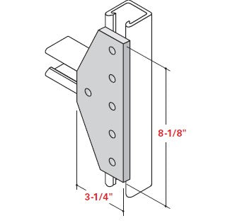 Champion Strut Channel Fitting - Flat, 3-1/4" x 8-1/8", six-hole, six-sided fitting CS-2530P