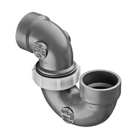 2"  LabWaste CPVC  ADJ P-Trap with Platic Nut HUBXHUB (P708P-020C)