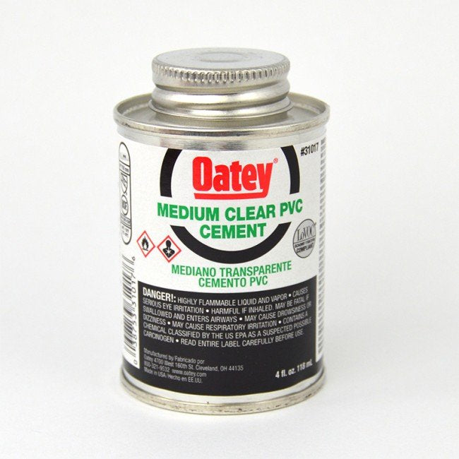Oatey Medium Body Clear PVC Cement - 4 oz. (31017)